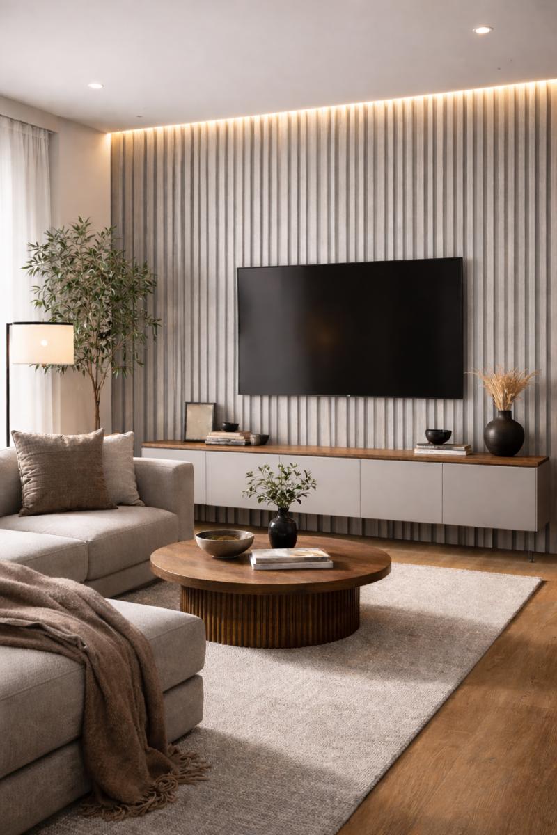 Wall Panel 04F - Light Grey - Acoustic - 240cm - (1 pack / 4pcs) — Slat & Acoustic Panels handmade to order by Langham Furniture, image 1 of 2