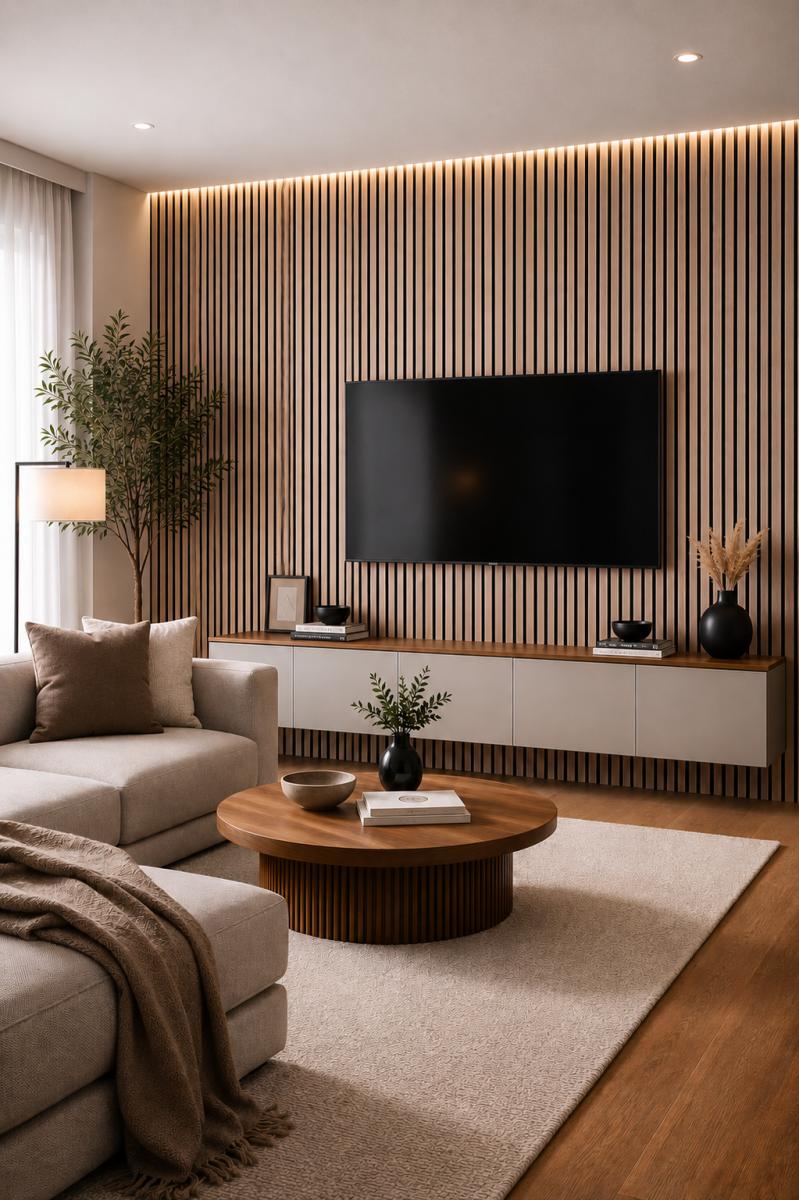 Wall Panel 04A - Oak - Acoustic - 240cm - (1 pack / 4pcs) — Slat & Acoustic Panels handmade to order by Langham Furniture, image 1 of 3
