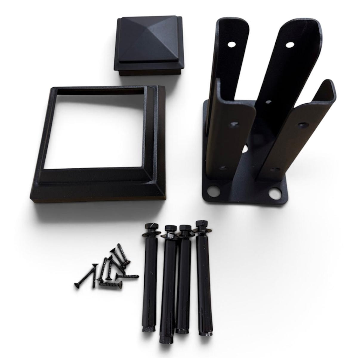 Fence Post Fitting Kit - Black (1 Carton / 4 Sets) — Fencing handmade to order by Langham Furniture, image 1 of 8