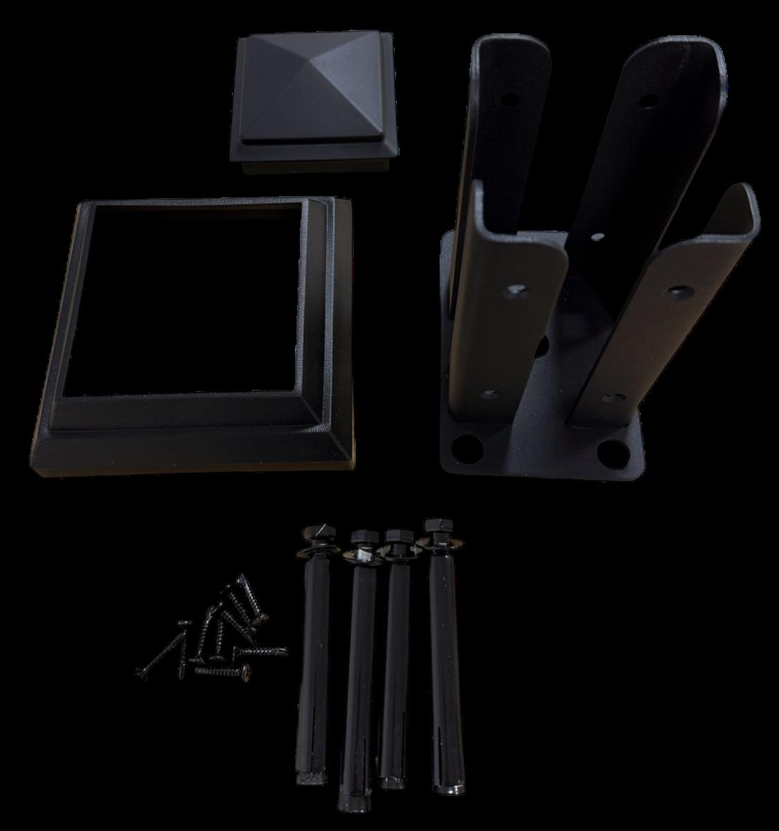 Fence Post Fitting Kit - Black (1 Carton / 4 Sets) — Fencing handmade to order by Langham Furniture, image 2 of 8