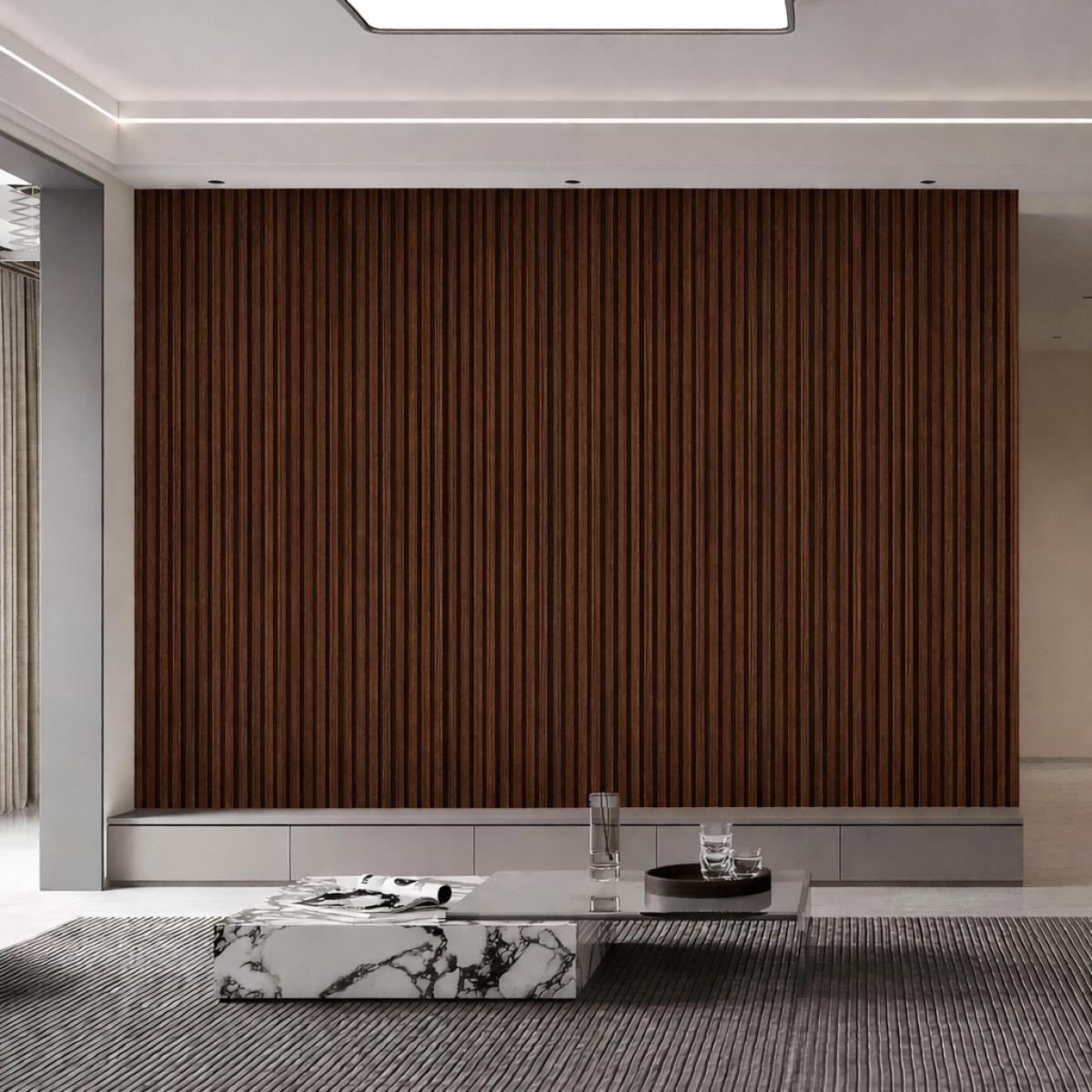 Wall Panel 82T - Walnut - Seamless - 240cm - (1 pack / 12pcs) — Slat & Acoustic Panels handmade to order by Langham Furniture, image 1 of 2