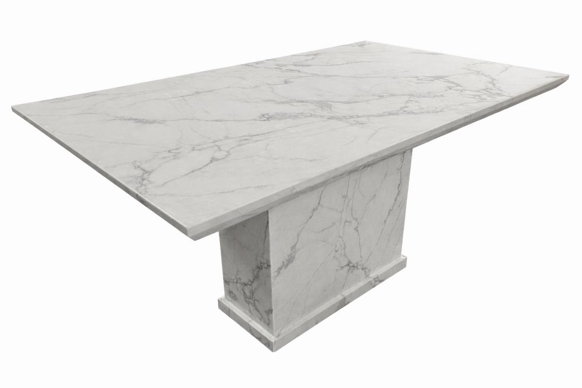 MB White Marble Dining Table (1.5m) — Dining Tables handmade to order by Langham Furniture, image 2 of 4
