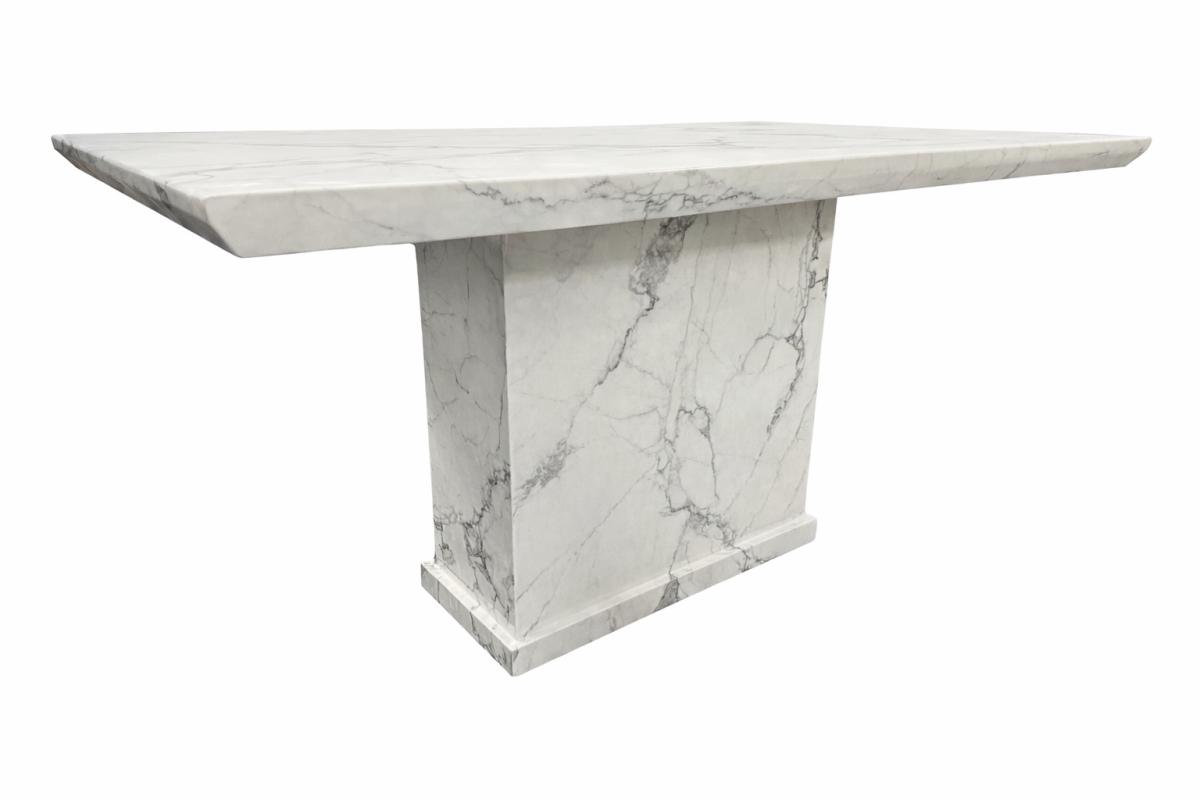 MB White Marble Dining Table (1.5m) — Dining Tables handmade to order by Langham Furniture, image 3 of 4