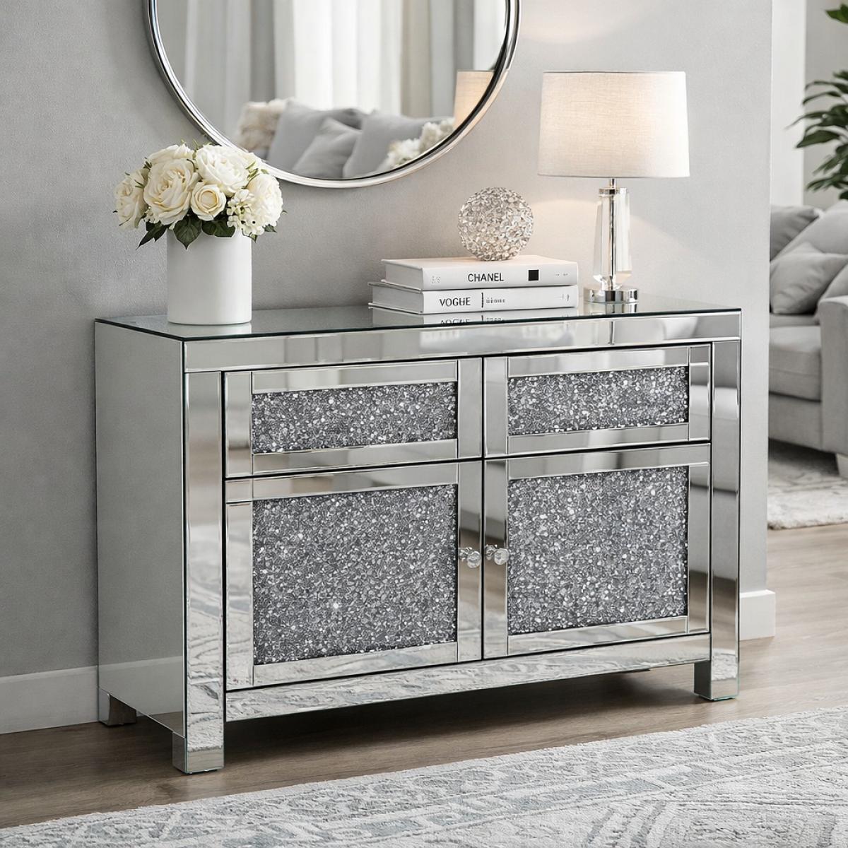 Roma 2 Door 2 Drawer Small Sideboard — Mirrored Furniture handmade to order by Langham Furniture, image 1 of 6
