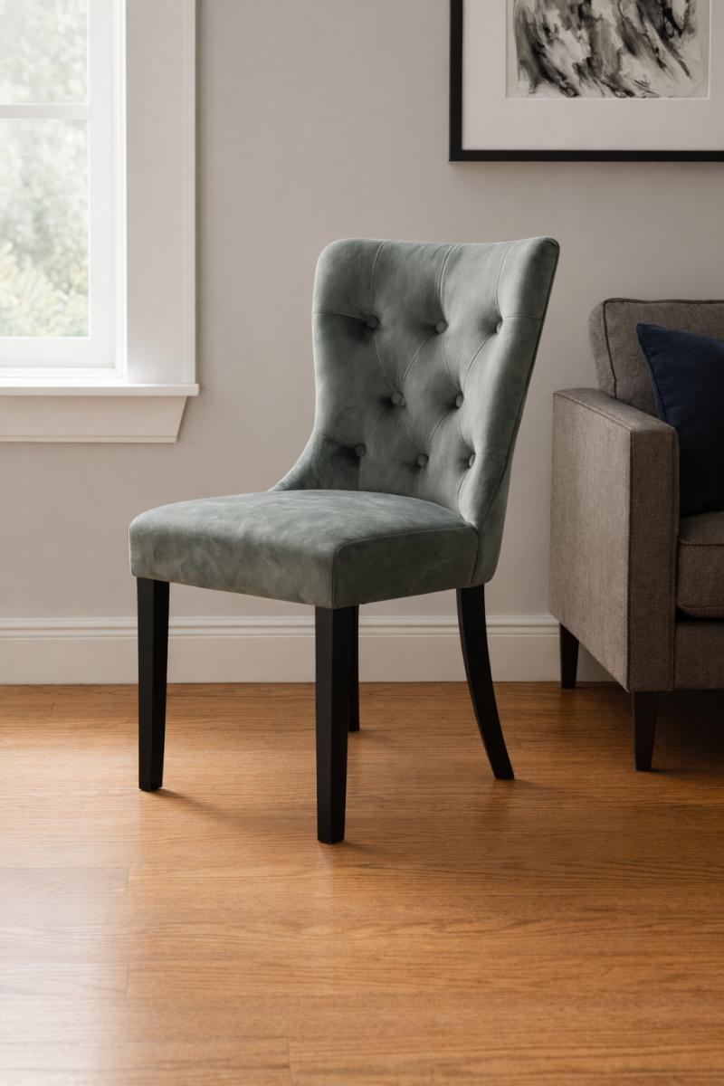 Bentley Dark Grey Chair (Black Legs) — Dining Chairs handmade to order by Langham Furniture, image 1 of 1