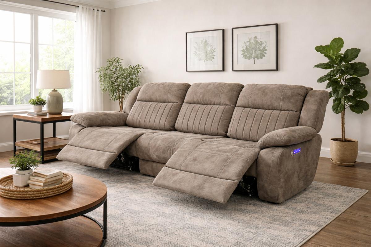 Rose Brown E-Recliner Sofa (3+2+1) — Sofas handmade to order by Langham Furniture, image 1 of 7