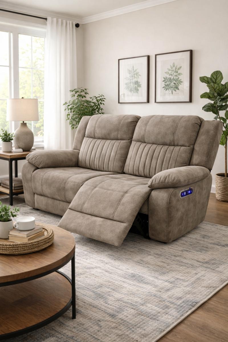 Rose Brown E-Recliner Sofa (3+2+1) — Sofas handmade to order by Langham Furniture, image 3 of 7