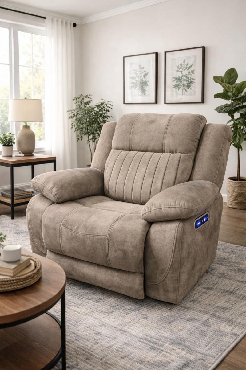 Rose Brown E-Recliner Sofa (3+2+1) — Sofas handmade to order by Langham Furniture, image 5 of 7