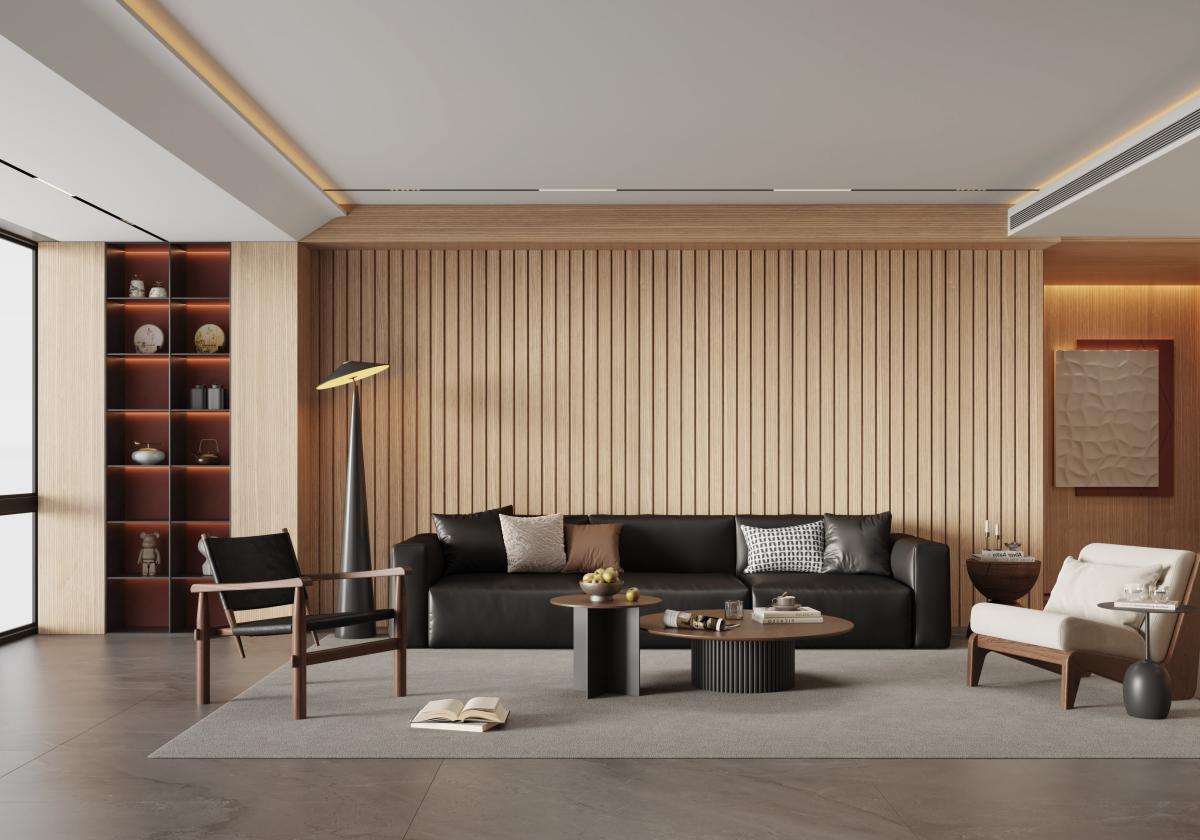 Wall Panel 63A - Oak - PVC - 240cm - (1 pack / 8pcs) — Slat & Acoustic Panels handmade to order by Langham Furniture, image 1 of 4
