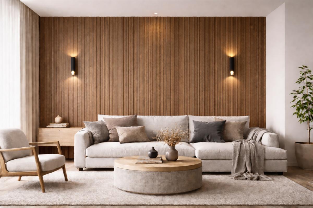 Wall Panel 62T - Walnut - PVC - 240cm - (1 pack / 8pcs) — Slat & Acoustic Panels handmade to order by Langham Furniture, image 1 of 3