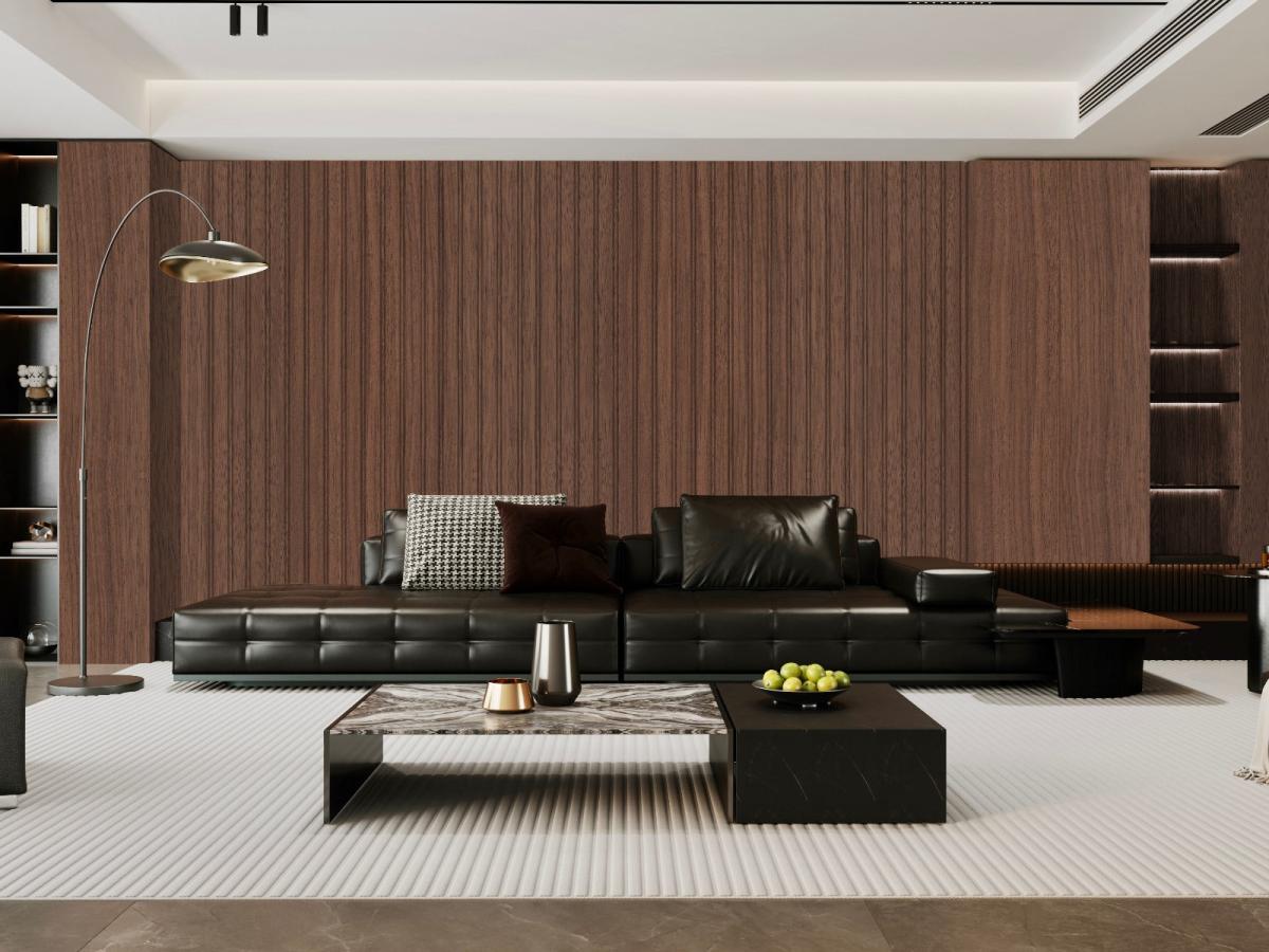 Wall Panel 62T - Walnut - PVC - 240cm - (1 pack / 8pcs) — Slat & Acoustic Panels handmade to order by Langham Furniture, image 3 of 3