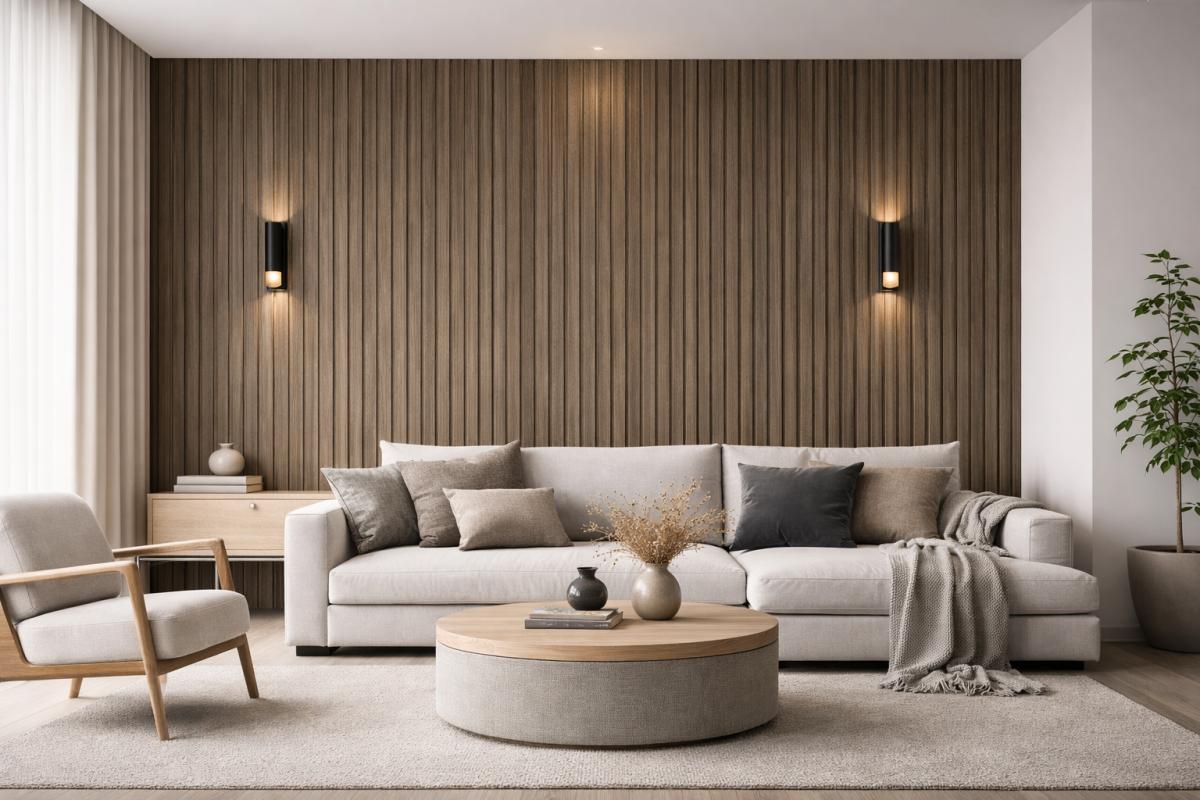 Wall Panel 62D - Dark Oak - PVC - 240cm - (1 pack / 8pcs) — Slat & Acoustic Panels handmade to order by Langham Furniture, image 1 of 3
