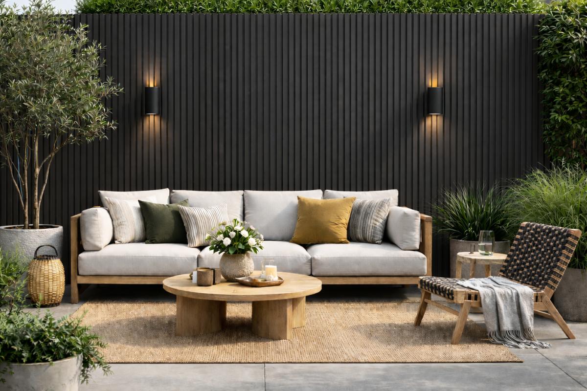 Wall Panel 84E - Black - Outdoor - 240cm - (1 pack / 12pcs) — Outdoor Wall Panels handmade to order by Langham Furniture, image 1 of 2