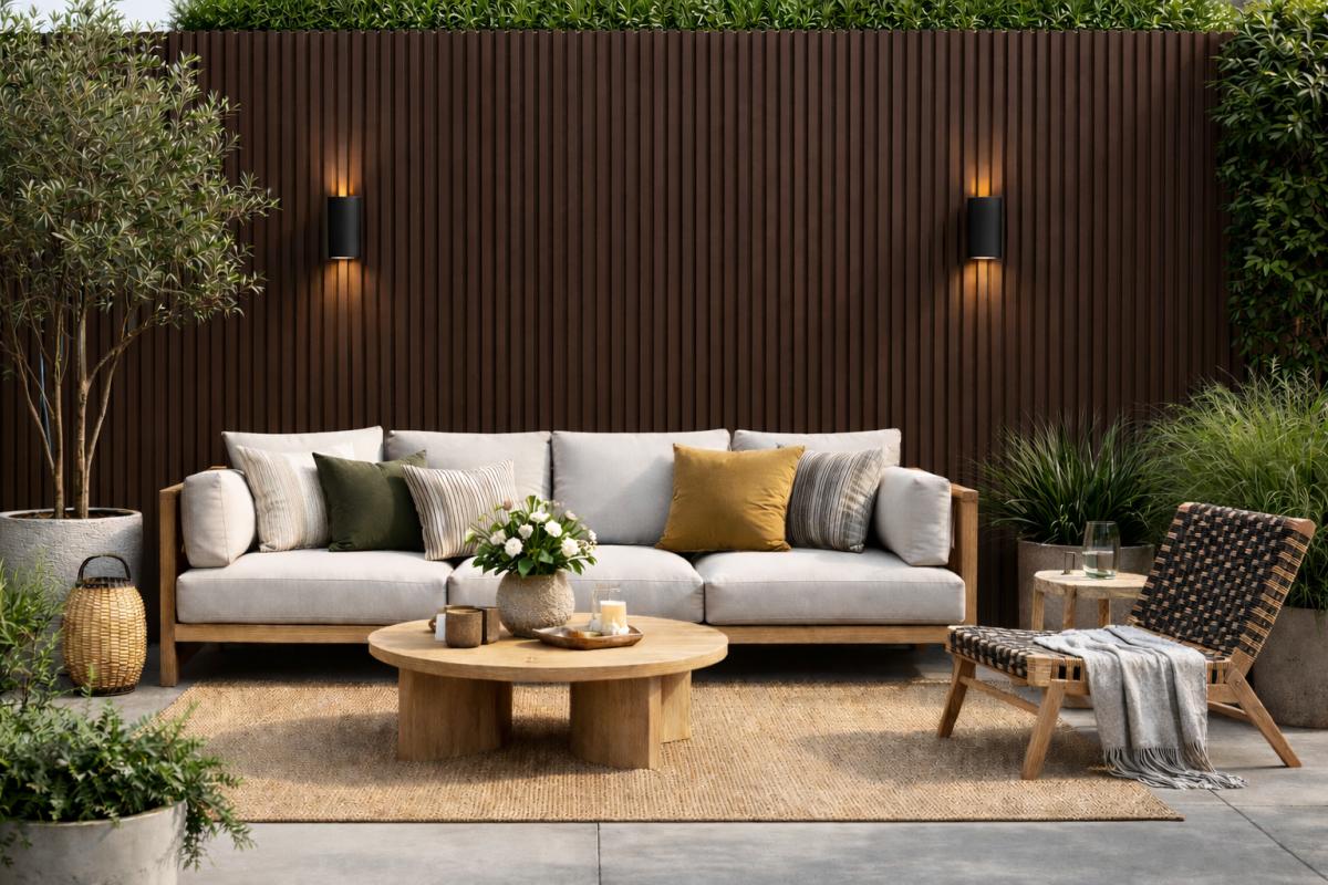 Wall Panel 84D - Dark Brown - Outdoor - 240cm - (1 pack / 12pcs) — Outdoor Wall Panels handmade to order by Langham Furniture, image 1 of 2