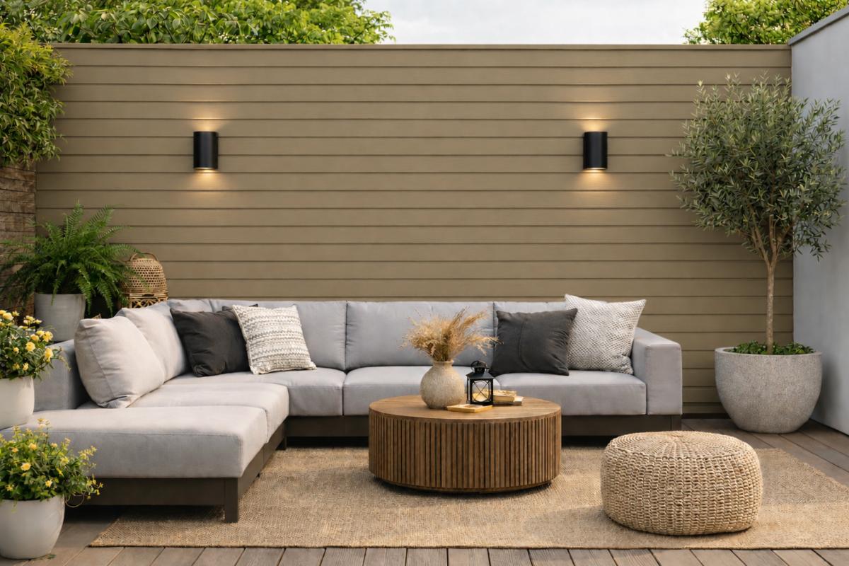 Wall Panel 87F - Khaki - Outdoor - 290cm - (1 pack / 6pcs) — Outdoor Wall Panels handmade to order by Langham Furniture, image 1 of 2