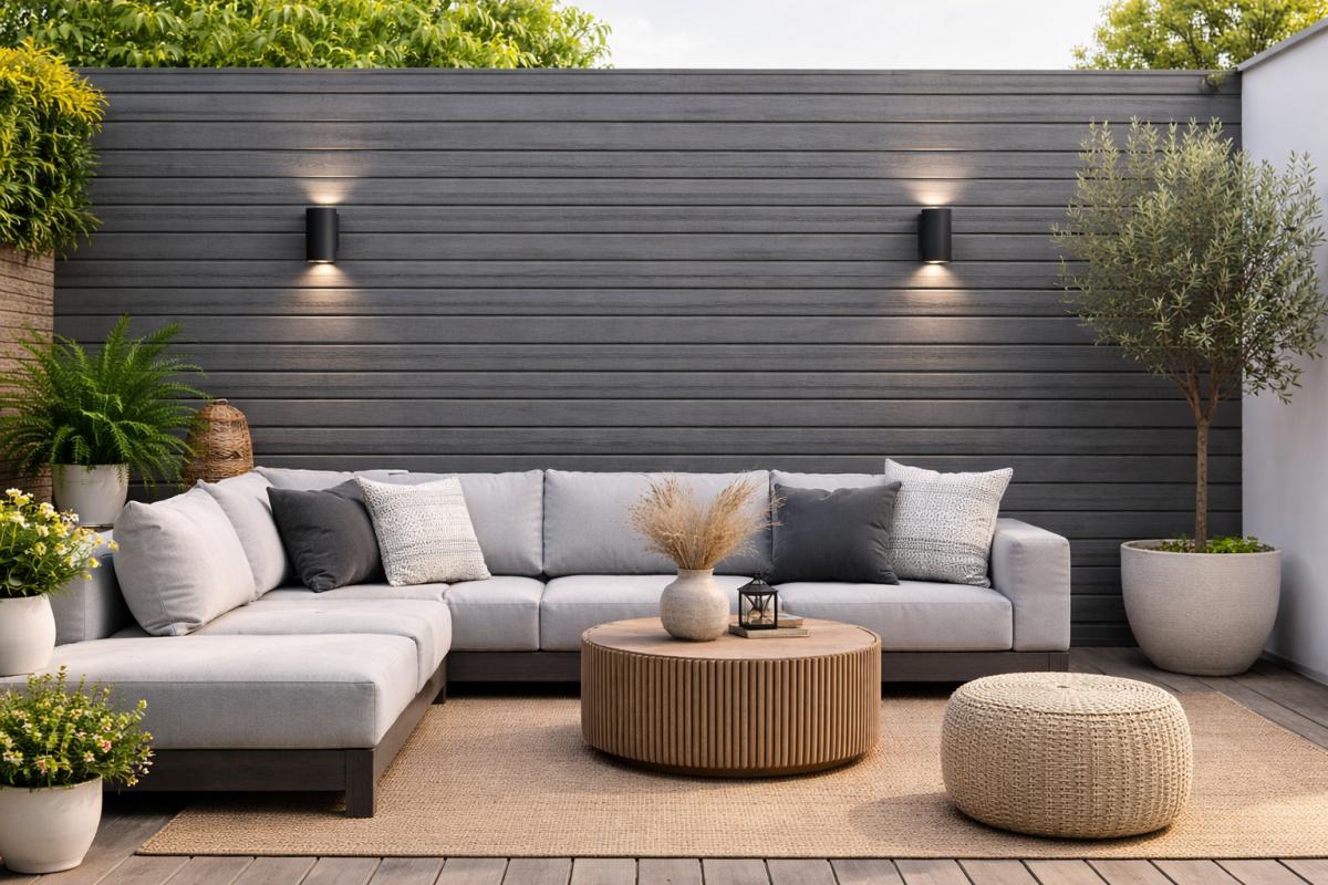 Wall Panel 87B - Grey - Outdoor - 290cm - (1 pack / 6pcs) — Outdoor Wall Panels handmade to order by Langham Furniture, image 1 of 2