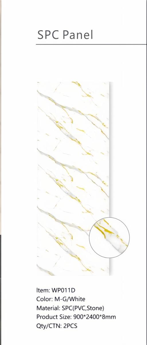 Wall Panel 011D - Gold and White Marble - Wall Board - 240cm - (1 pack / 2pcs) — Slat & Acoustic Panels handmade to order by Langham Furniture, image 4 of 4