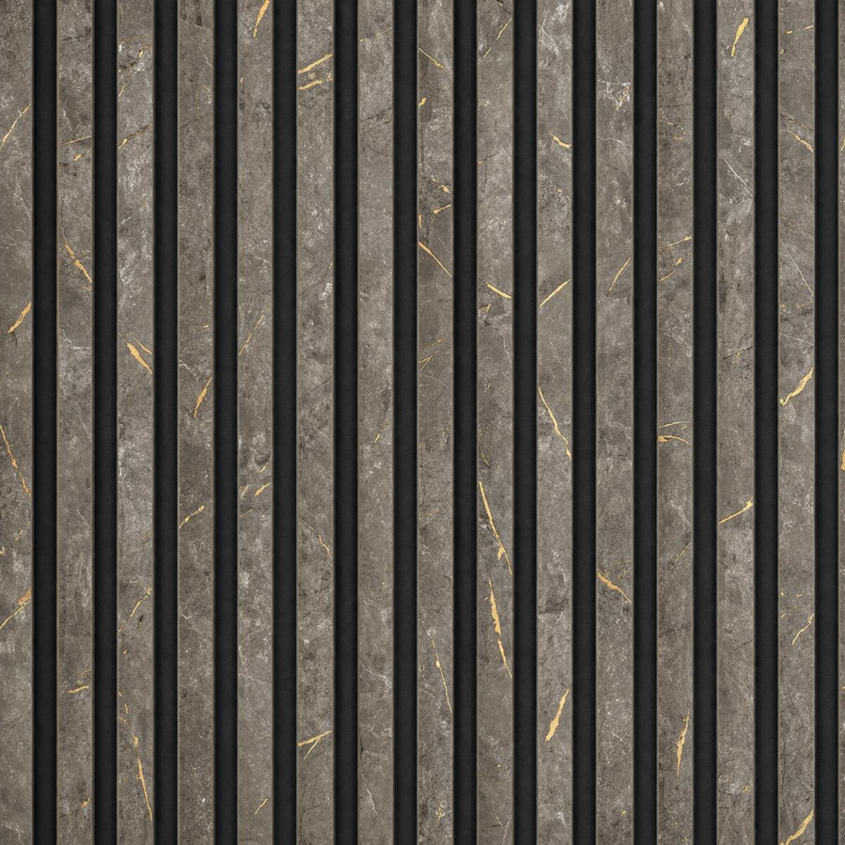 Wall Panel 02WN - Gold and Black Marble - Acoustic - 280cm - (1 pack / 3pcs) — Slat & Acoustic Panels handmade to order by Langham Furniture, image 2 of 5