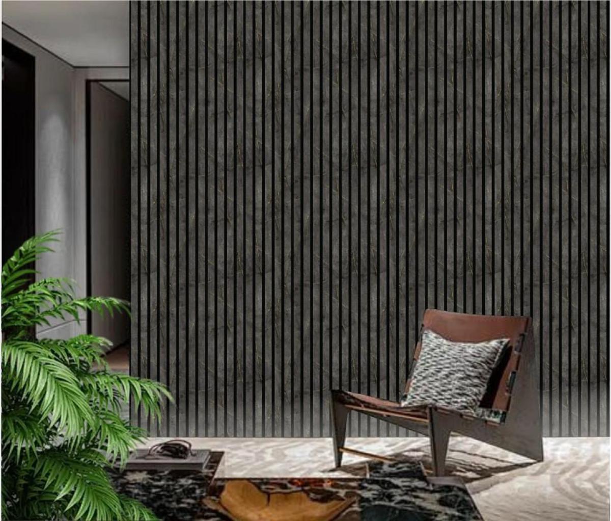 Wall Panel 02WN - Gold and Black Marble - Acoustic - 280cm - (1 pack / 3pcs) — Slat & Acoustic Panels handmade to order by Langham Furniture, image 3 of 5