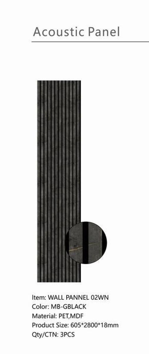 Wall Panel 02WN - Gold and Black Marble - Acoustic - 280cm - (1 pack / 3pcs) — Slat & Acoustic Panels handmade to order by Langham Furniture, image 4 of 5