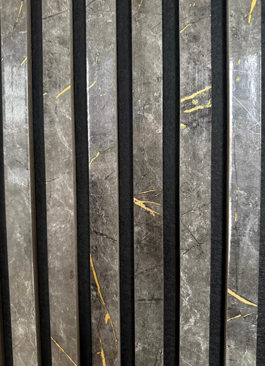 Wall Panel 02WN - Gold and Black Marble - Acoustic - 280cm - (1 pack / 3pcs) — Slat & Acoustic Panels handmade to order by Langham Furniture, image 5 of 5