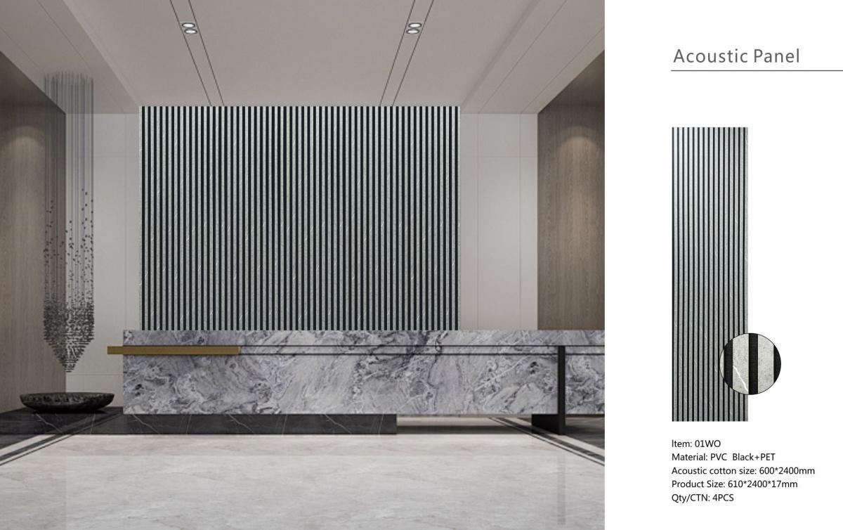 Wall Panel 01WO - Grey Marble - Acoustic - 240cm - (1 pack / 4pcs) — Slat & Acoustic Panels handmade to order by Langham Furniture, image 3 of 3
