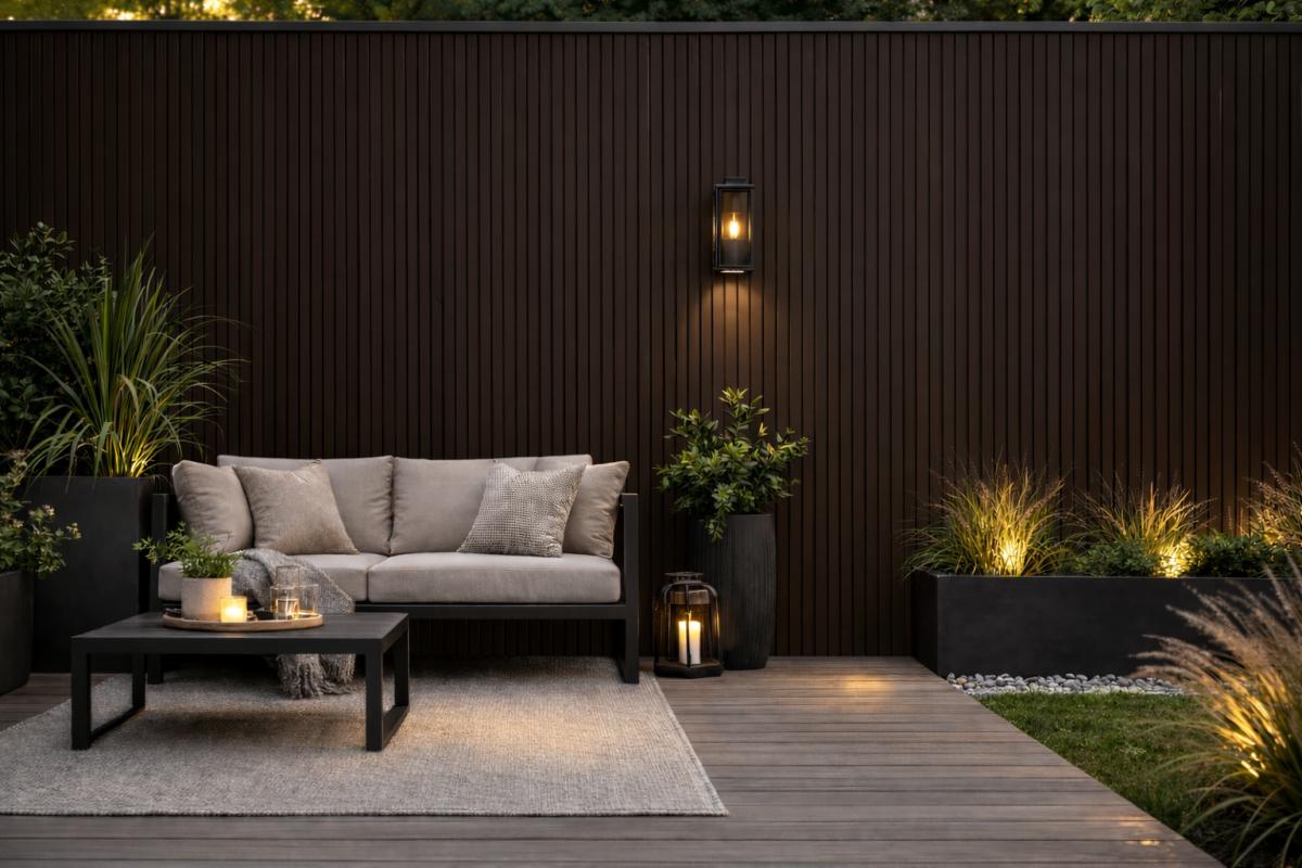 Wall Panel 83D - Dark Brown - Outdoor - 180cm/290cm - (1 pack / 6pcs) — Outdoor Wall Panels handmade to order by Langham Furniture, image 1 of 4