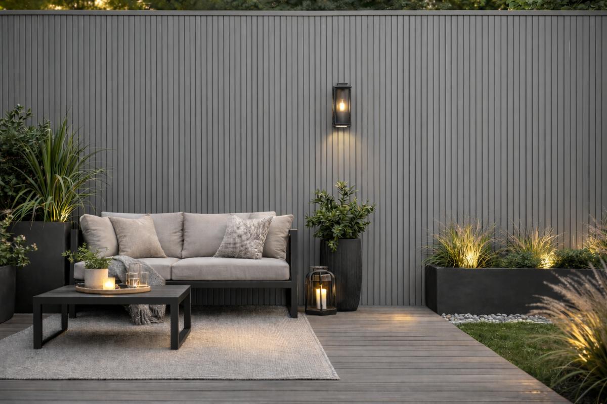 Wall Panel 83B - Grey - Outdoor - 180cm/290cm - (1 pack / 6pcs) — Outdoor Wall Panels handmade to order by Langham Furniture, image 1 of 4