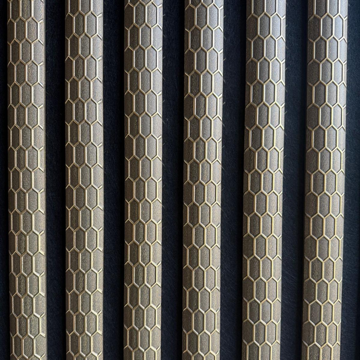 Wall Panel 013B - PS Gold and Brown - Acoustic - 240cm - (1 pack / 4pcs) — Slat & Acoustic Panels handmade to order by Langham Furniture, image 2 of 3
