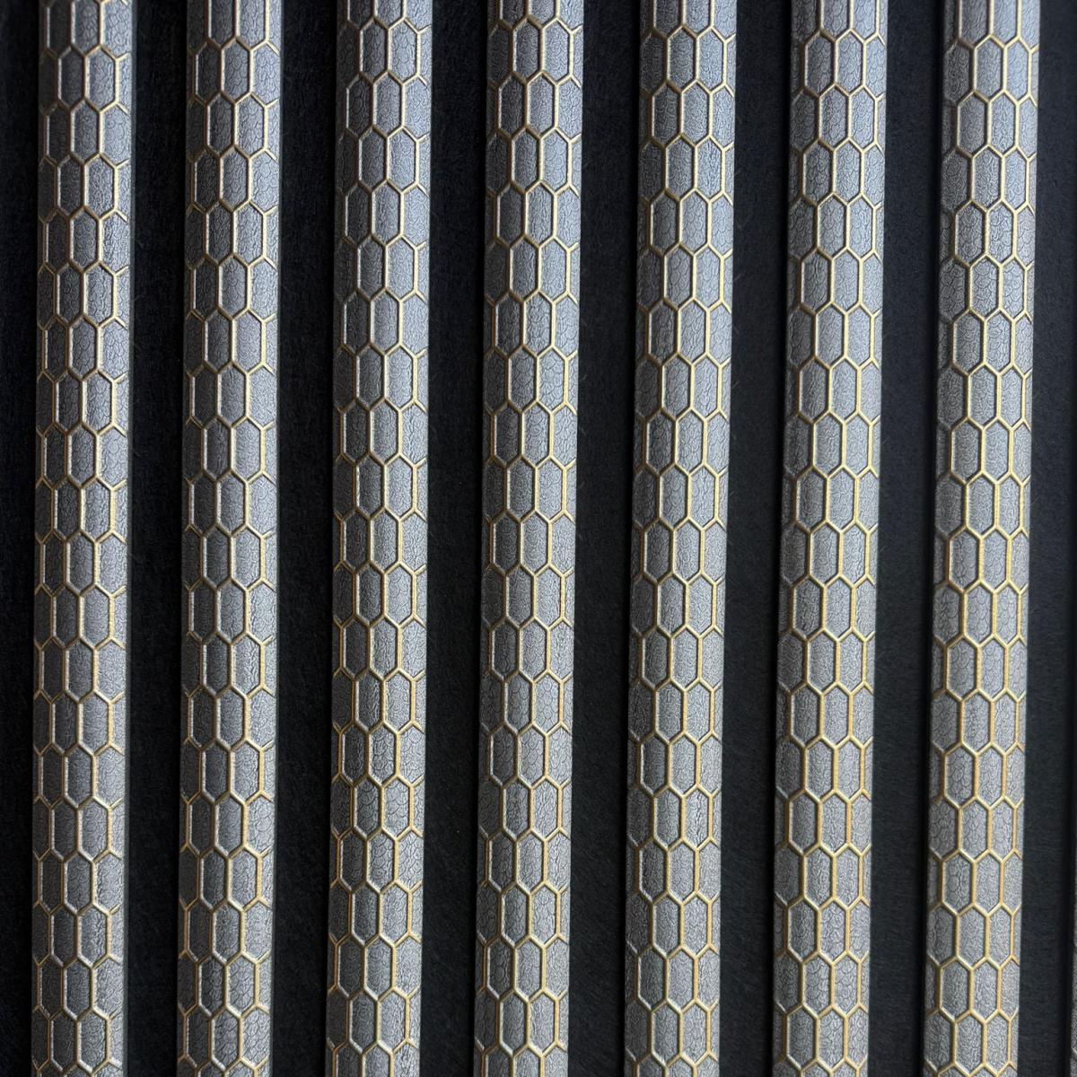 Wall Panel 013A - PS Gold and Grey - Acoustic - 240cm - (1 pack / 4pcs) — Slat & Acoustic Panels handmade to order by Langham Furniture, image 2 of 3