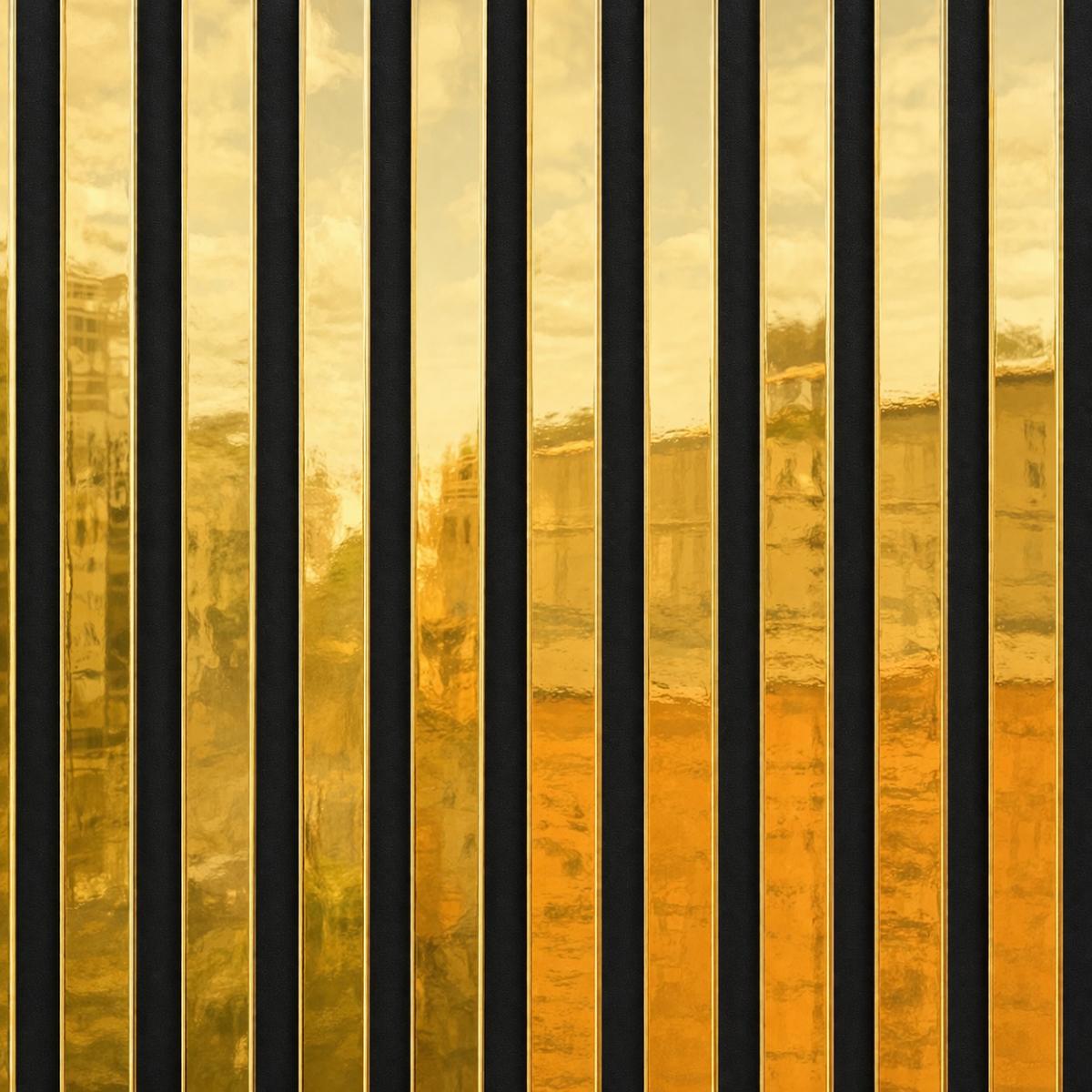 Wall Panel 01G - Shiny Gold - Acoustic - 240cm - (1 pack / 4pcs) — Slat & Acoustic Panels handmade to order by Langham Furniture, image 2 of 4