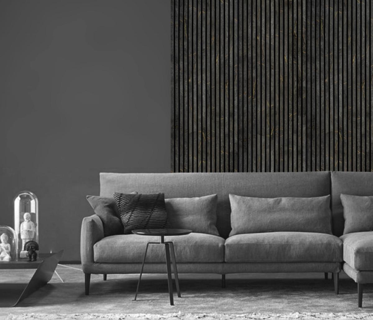 Wall Panel 01WN - Gold and Black Marble - Acoustic - 240cm - (1 pack / 4pcs) — Slat & Acoustic Panels handmade to order by Langham Furniture, image 1 of 4