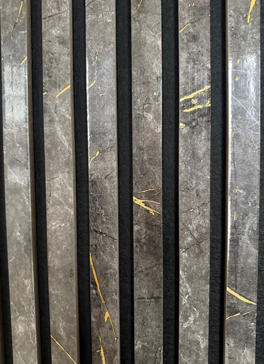 Wall Panel 01WN - Gold and Black Marble - Acoustic - 240cm - (1 pack / 4pcs) — Slat & Acoustic Panels handmade to order by Langham Furniture, image 4 of 4
