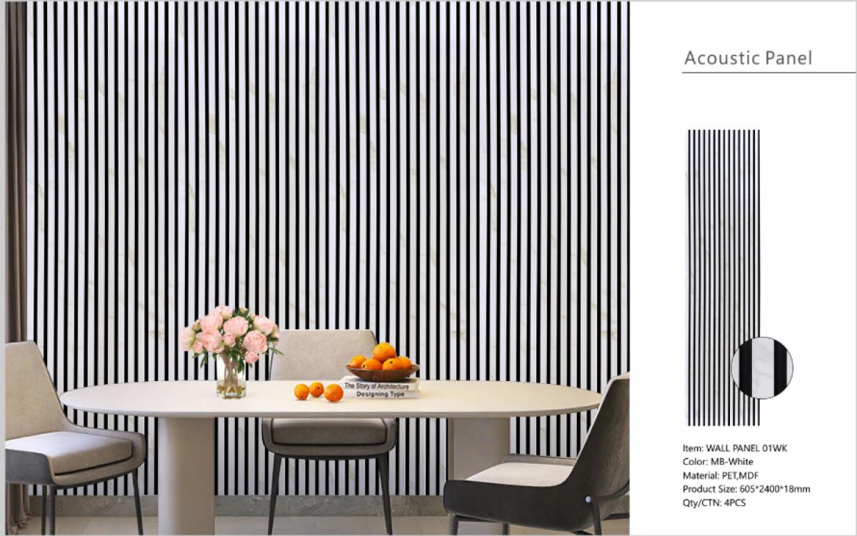 Wall Panel 01WK - White Marble - Acoustic - 240cm - (1 pack / 4pcs) — Slat & Acoustic Panels handmade to order by Langham Furniture, image 3 of 4