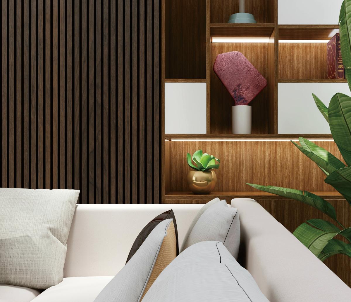 Wall Panel 02WT - Walnut - Acoustic - 280cm - (1 pack / 3pcs) — Slat & Acoustic Panels handmade to order by Langham Furniture, image 1 of 2