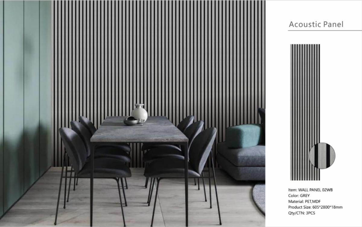 Wall Panel 02WB - Grey - Acoustic - 280cm - (1 pack / 3pcs) — Slat & Acoustic Panels handmade to order by Langham Furniture, image 3 of 4