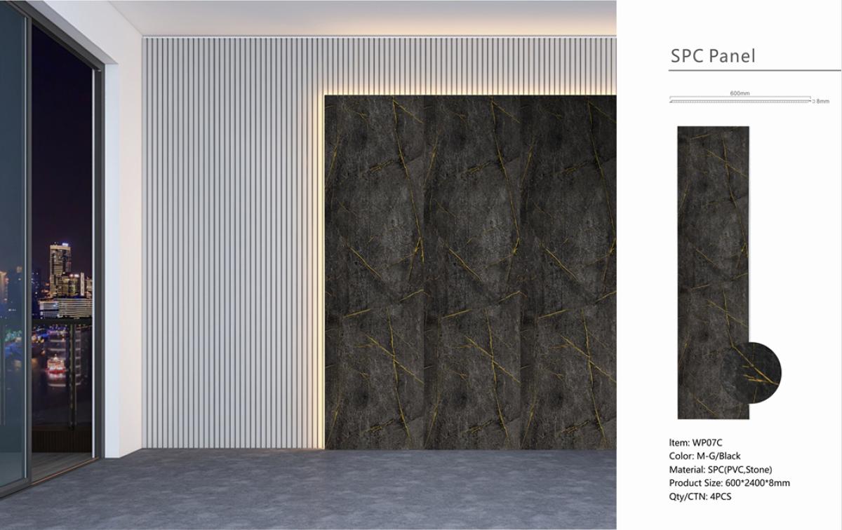 Wall Panel 07C - Gold and Black Marble - Wall Board - 240cm - (1 pack / 4pcs) — Slat & Acoustic Panels handmade to order by Langham Furniture, image 3 of 5