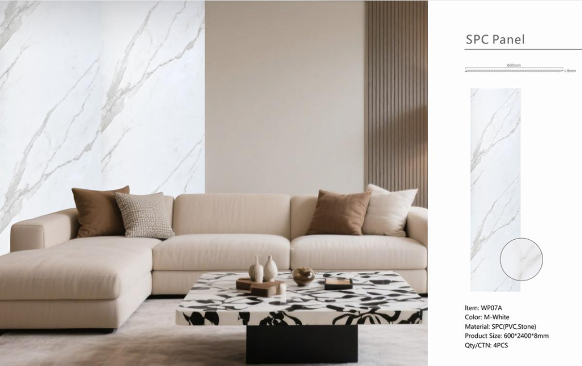 Wall Panel 07A - White Marble - Wall Board - 240cm - (1 pack / 4pcs) — Slat & Acoustic Panels handmade to order by Langham Furniture, image 3 of 5