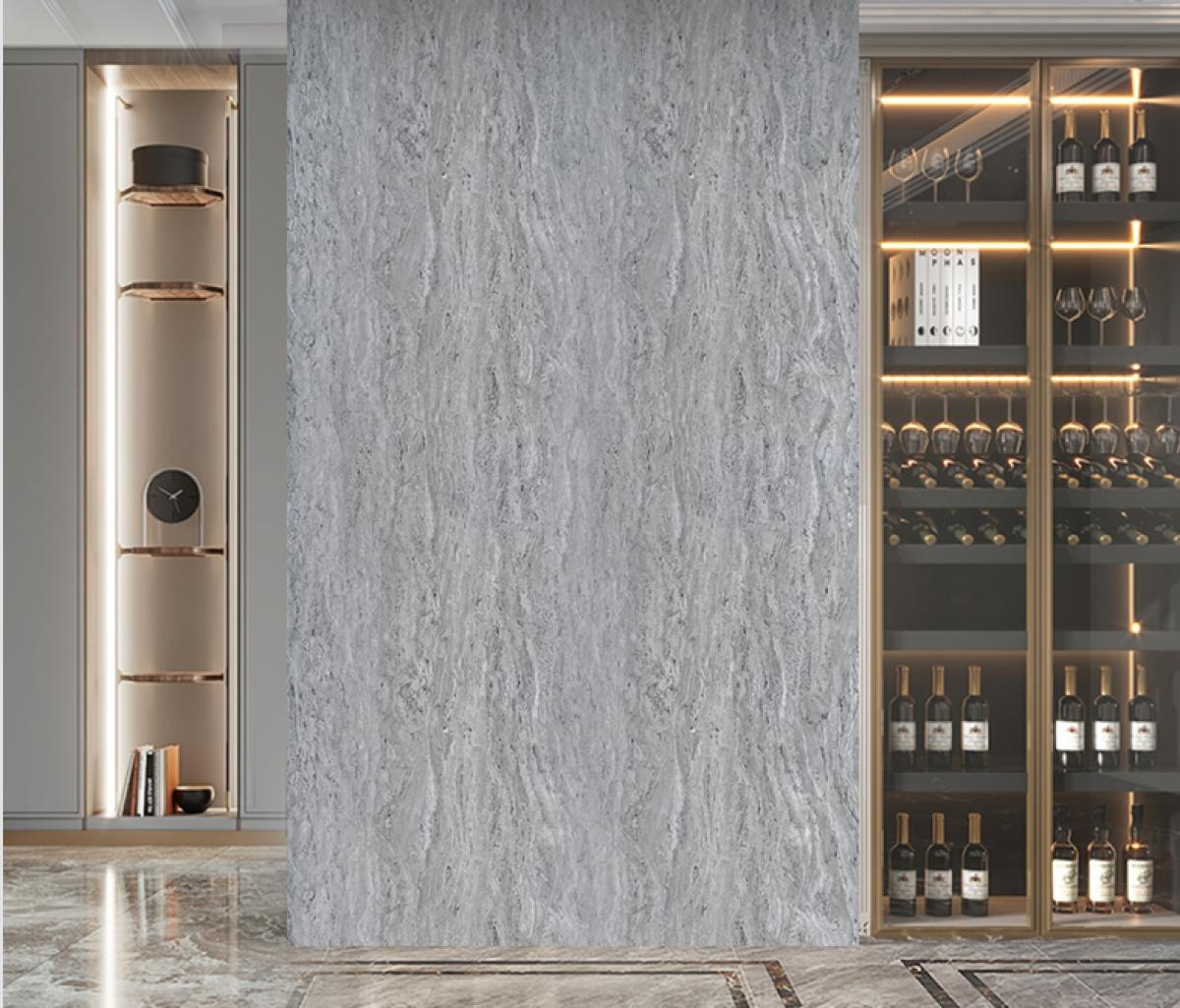 Wall Panel 07E - Mix Grey Marble - Wall Board - 240cm - (1 pack / 4pcs) — Slat & Acoustic Panels handmade to order by Langham Furniture, image 1 of 5