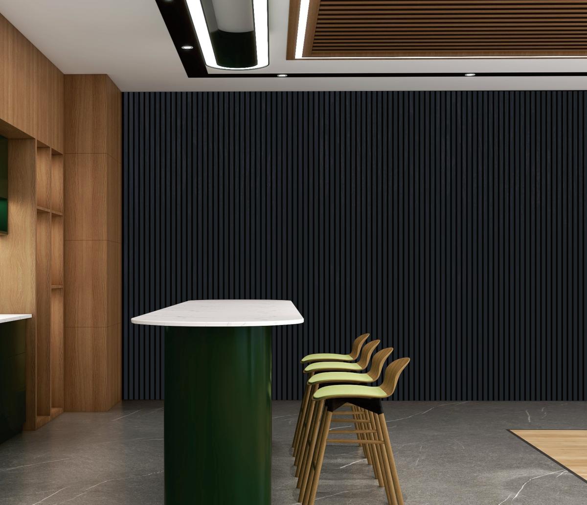 Wall Panel 01E - Black - Acoustic - 240cm - (1 pack / 4pcs) — Slat & Acoustic Panels handmade to order by Langham Furniture, image 1 of 3