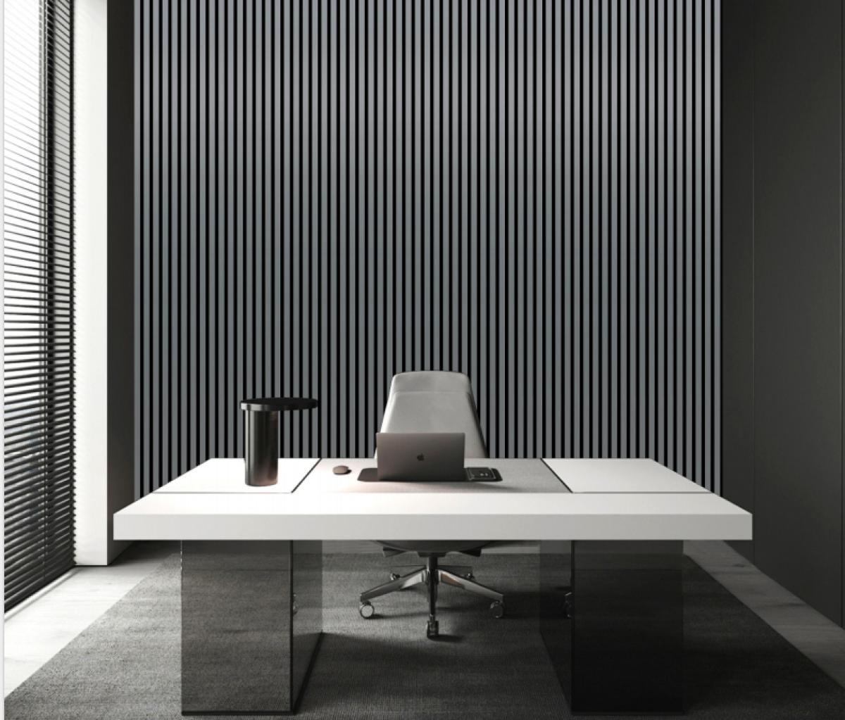 Wall Panel 01WJ - Metallic Dark Grey - Acoustic - 240cm - (1 pack / 4pcs) — Slat & Acoustic Panels handmade to order by Langham Furniture, image 1 of 5