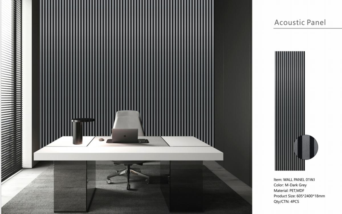 Wall Panel 01WJ - Metallic Dark Grey - Acoustic - 240cm - (1 pack / 4pcs) — Slat & Acoustic Panels handmade to order by Langham Furniture, image 4 of 5
