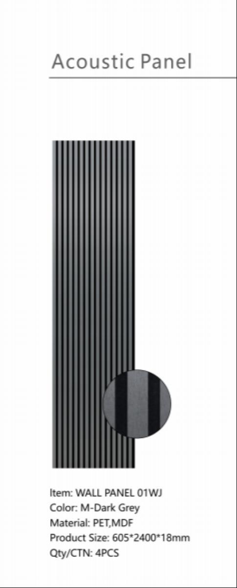 Wall Panel 01WJ - Metallic Dark Grey - Acoustic - 240cm - (1 pack / 4pcs) — Slat & Acoustic Panels handmade to order by Langham Furniture, image 5 of 5