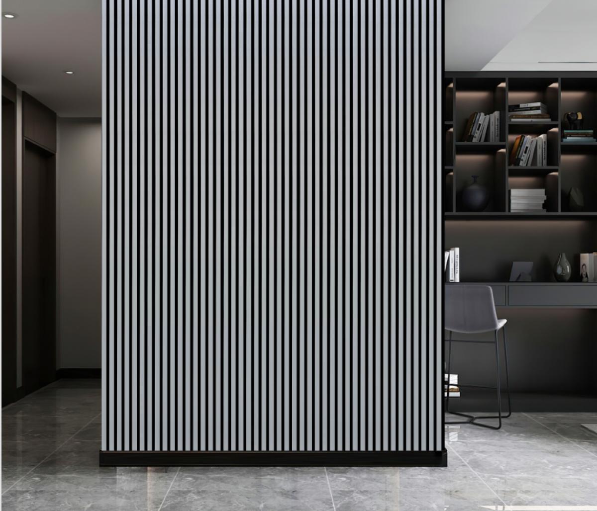 Wall Panel 01WH - Metallic Light Grey - Acoustic - 240cm - (1 pack / 4pcs) — Slat & Acoustic Panels handmade to order by Langham Furniture, image 1 of 6