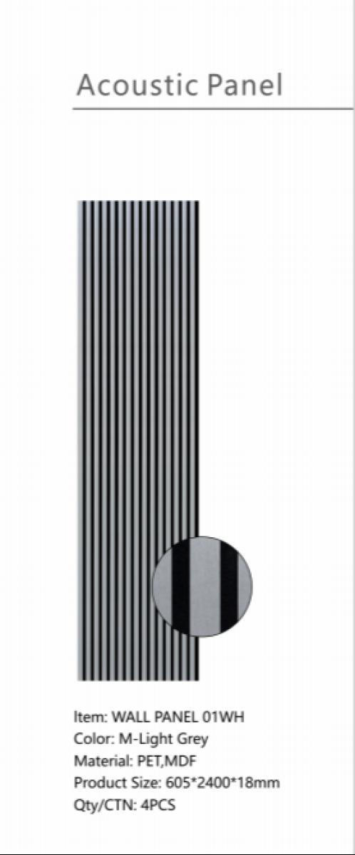 Wall Panel 01WH - Metallic Light Grey - Acoustic - 240cm - (1 pack / 4pcs) — Slat & Acoustic Panels handmade to order by Langham Furniture, image 5 of 6