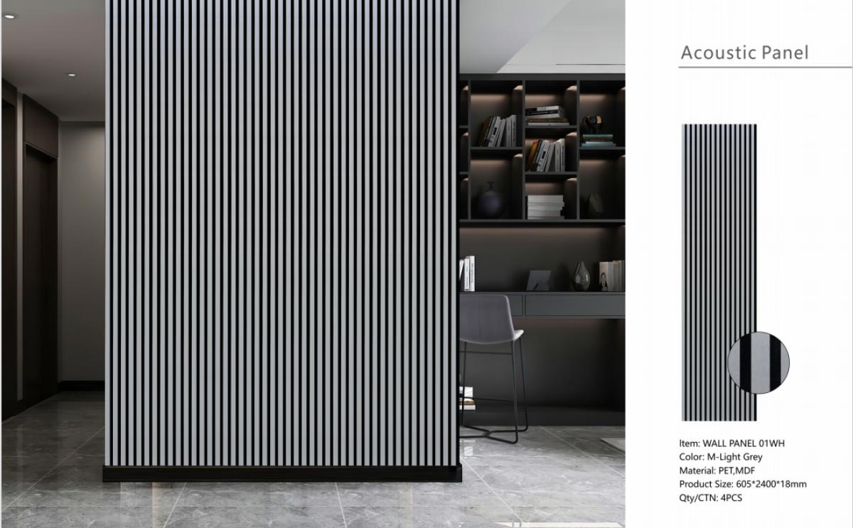 Wall Panel 01WH - Metallic Light Grey - Acoustic - 240cm - (1 pack / 4pcs) — Slat & Acoustic Panels handmade to order by Langham Furniture, image 6 of 6