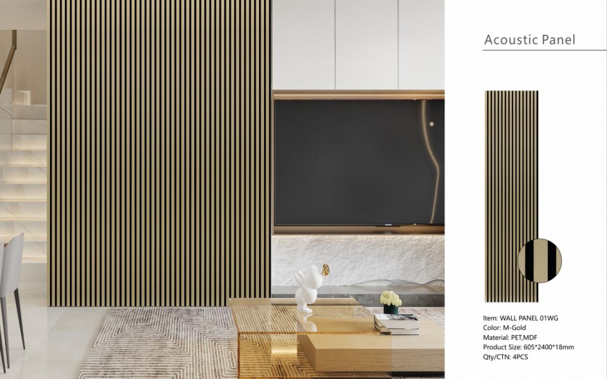 Wall Panel 01WG - Metallic Gold - Acoustic - 240cm - (1 pack / 4pcs) — Slat & Acoustic Panels handmade to order by Langham Furniture, image 6 of 6