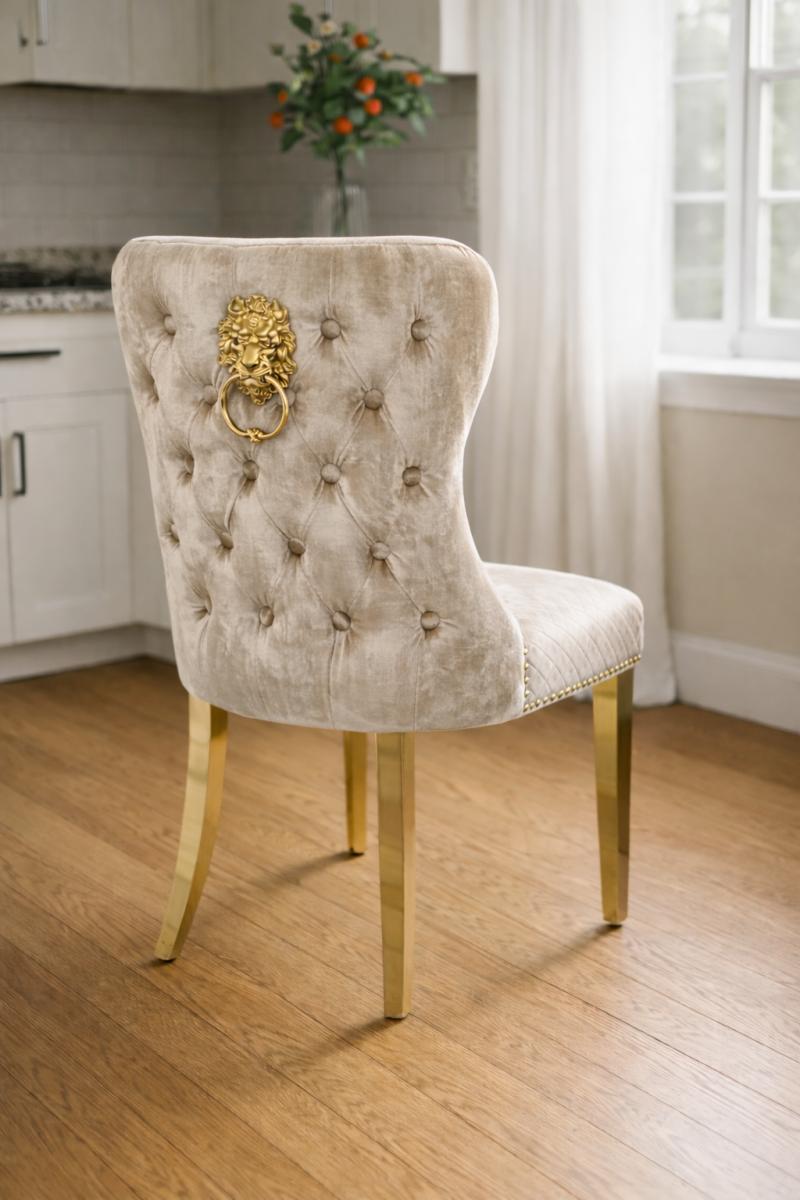 G-Lewis Chair (Lion Knocker/Gold Legs) — Dining Chairs handmade to order by Langham Furniture, image 7 of 12