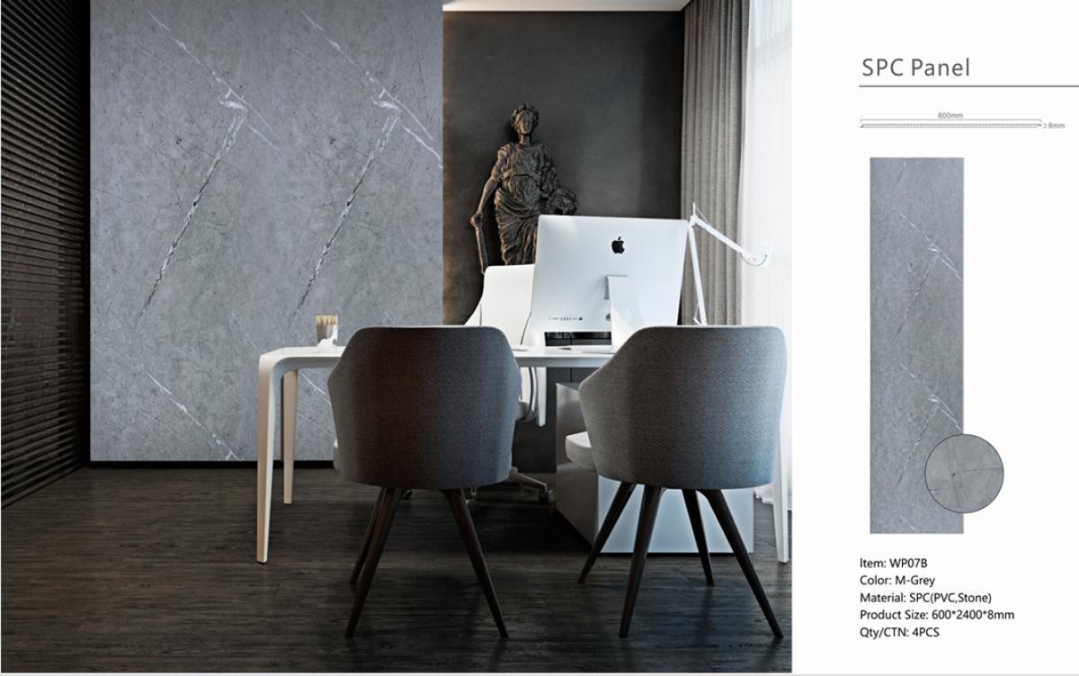Wall Panel 07B - Grey Marble - Wall Board - 240cm - (1 pack / 4pcs) — Slat & Acoustic Panels handmade to order by Langham Furniture, image 3 of 5
