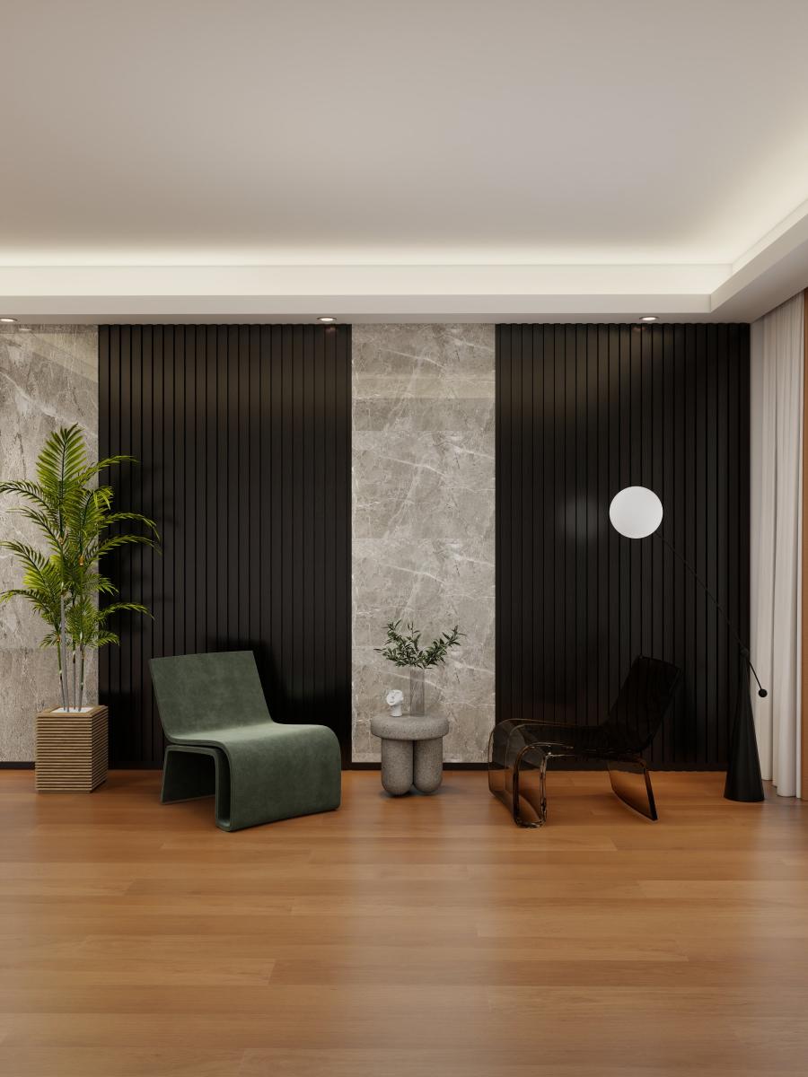 Wall Panel 81E - Black - Seamless - 240cm - (1 pack / 16pcs) — Slat & Acoustic Panels handmade to order by Langham Furniture, image 1 of 2